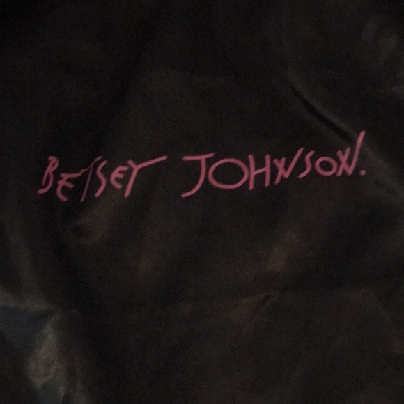 Besty Johnson cover bag in black satin like material with pick pull string . - Picture 2 of 4